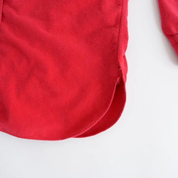 Vintage L.L. Beans Red Thick Cotton Fleece Outdoor Button Up Shirt Size 15 1/2 - Picture 6 of 12